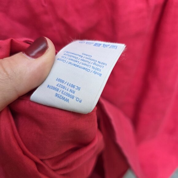 Boden WW256 100% Linen Berry Red Dress Sleeveless Eyelet Detail A-Line Classic - Picture 3 of 5